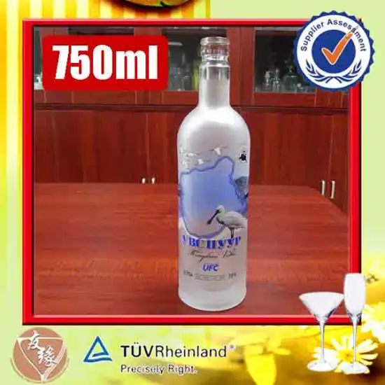empty wholesale high flint glass frosted glass bottles 750 ml liquor