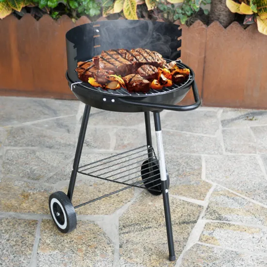 Portable Adjustable Height Patio Outdoor Camping Barbecue Grill Tripod Trolley Barbecue Charcoal Bbq Grill