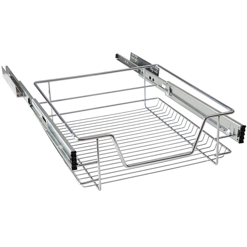 Chrome Coated Telescopic Pull Out Wire Storage Basket