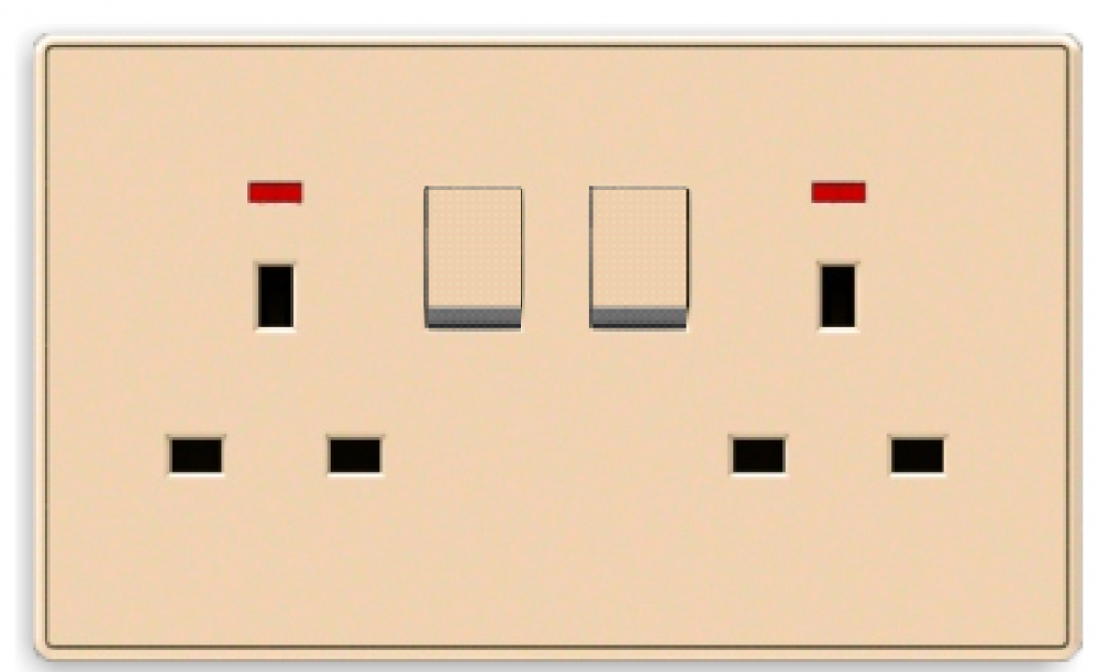 Wall double square socket with DP switch