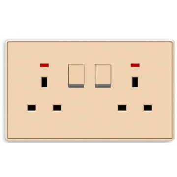 Wall double square socket with DP switch