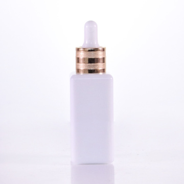 Opal white square dropper bottle with aluminium cap