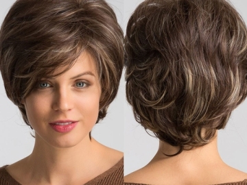 Short Wavy Side Part Bob 9inch Machine Made Human Hair Wig With Side Bangs