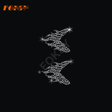 Hot Fire Cheer Bow Iron on Rhinestone Transfers