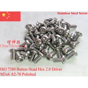 ISO 7380 Stainless Steel screws M3x6 Button Head Hex Driver A2-70 Polished ROHS 100 pcs