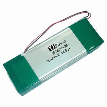 14.8V/3700mAh Li-polymer battery pack, RoHS certified, 24.5 x 77 x 116mm size, 290g