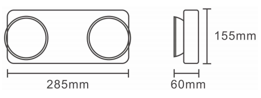 Double-head emergency light used as evacuation indicator lighting