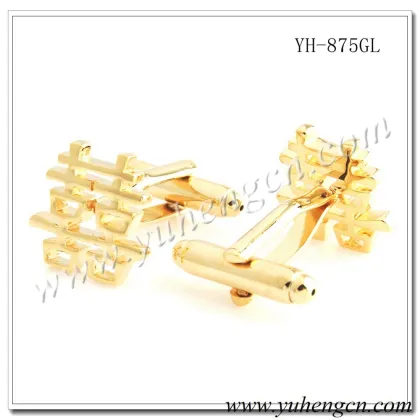 YH-875GL Novelty Gold Double Happiness Chinese Wedding Cufflinks