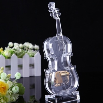 Acryl Mini Violin Musical Box; Violins Music Boxes, Creative Gift 
