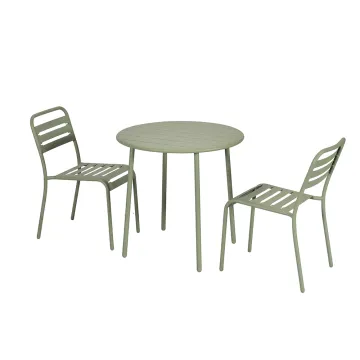 Steel Green 3-Piece Bistro Set for Garden and Patio