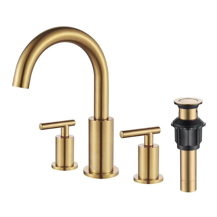 High End Brass Gold Bathroom Fixtures Sink Faucet