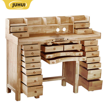 Mesa de artesanía de roble tailandés con cajones para orfebres y reparaciones