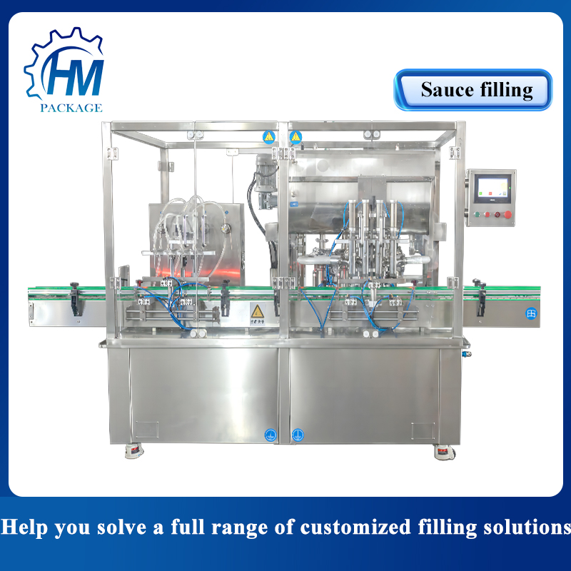 Equipment for hot sauce, tomato sauce, mayonnaise filling bottling and packing machine