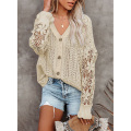 Women's Long Sleeve Lace Cable Sweater