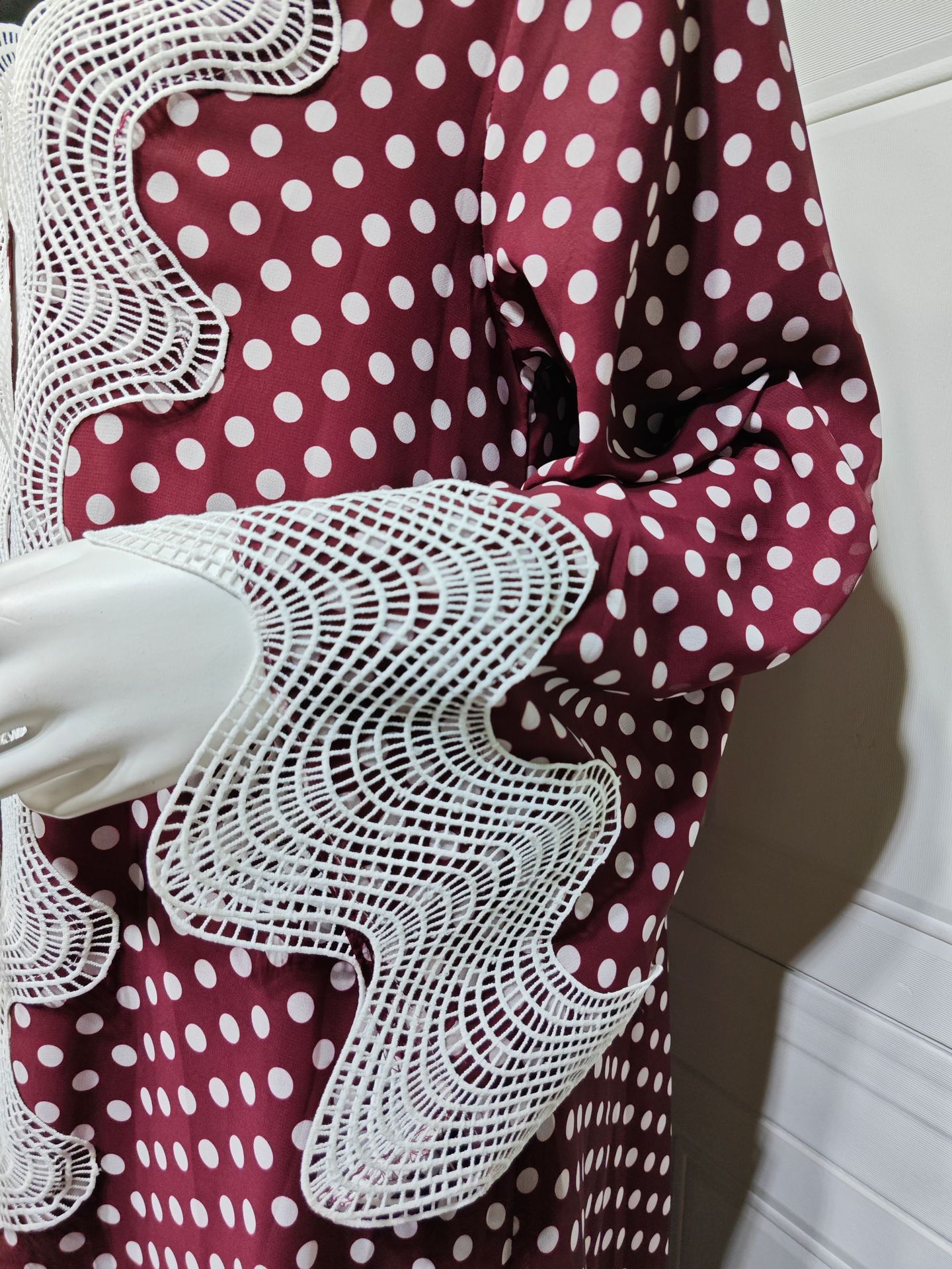 Polka Dot Chiffon Abaya MQ297 (6)