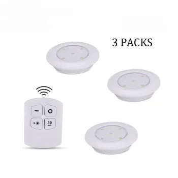 LED Puck Light 3-Pack: Ideal Under Cabinet, Closet & Kitchen Sink Lighting - Battery-Powered and Wireless