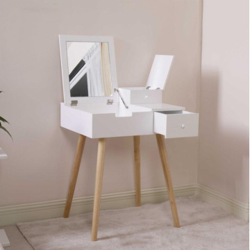 Flip-up Mirror 2 Drawers Makeup Desk Dressing Table