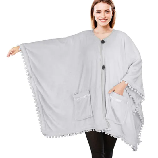 Wearable Blanket Wrap Fleece blanket Snuggl y Throw Cape with Pockets