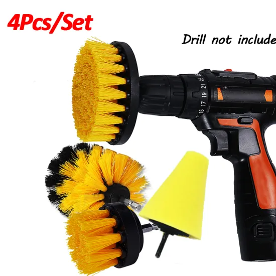 Car Polishing Pad Round Power Scrubber Brush 4Pcs Electric Drill Brush Set For Cleaning Car Wheel Bathroom Washing Tools