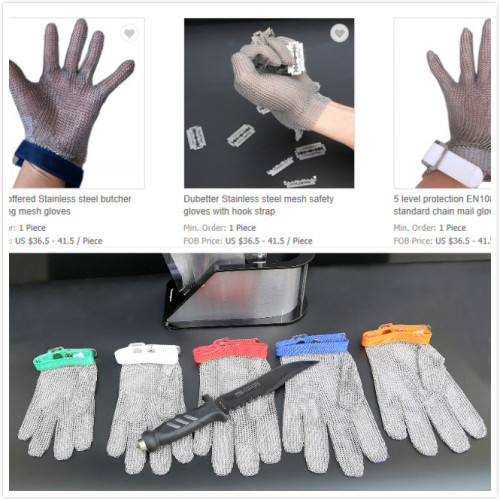 Stainless steel butcher safety ring mesh gloves