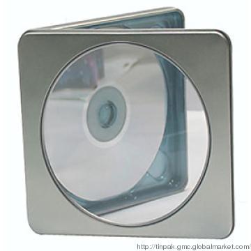 Hinged tin CD case with window top