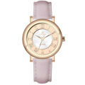 14mm Leather Women Quartz MOP Watch