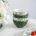 Green Ceramic Dinner Set Porcelain Tableware Luxury Fine Bone Luxurious Dinnerware Plates Set Ceramic