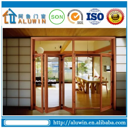 Mahogany and Teak wood Aluminum Folding Bifold Doors