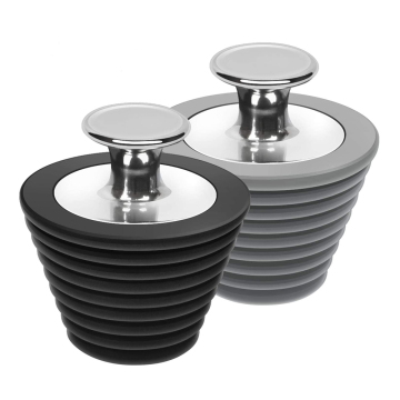 Black and Gray Bathtub and Bathroom Sink Drain Stoppers 2-Pack