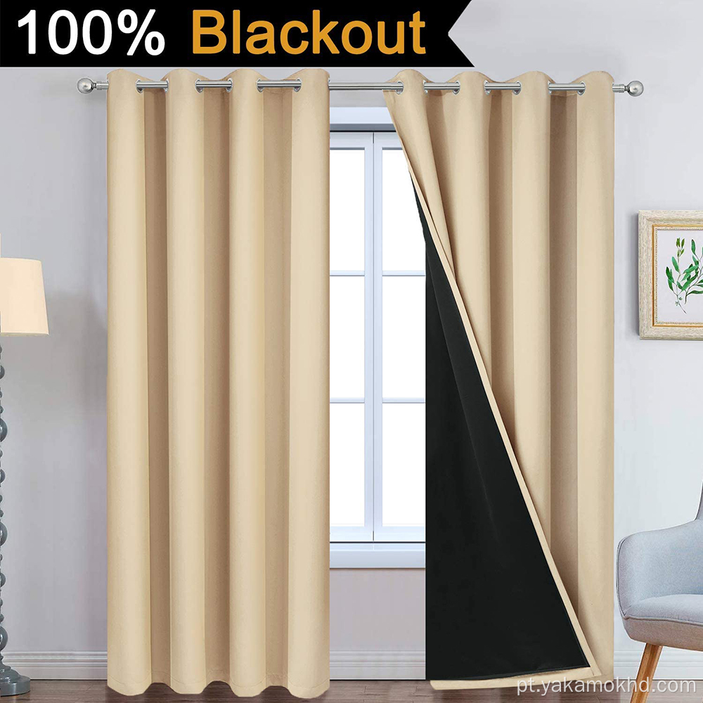 Cortinas blackout 100% bege de 96 polegadas de comprimento