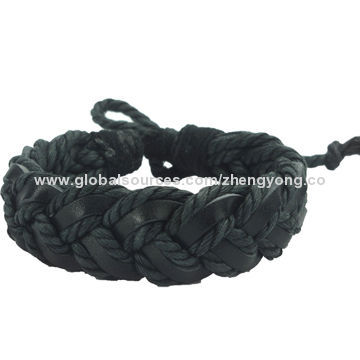Top Quality Braided Leather Band Men Wrist Bracelet