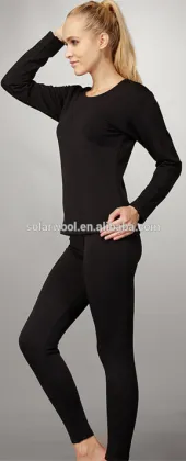 Heated Thermal Underwear Ladies Sexy Merino Wool Fabric Thermal Underwear