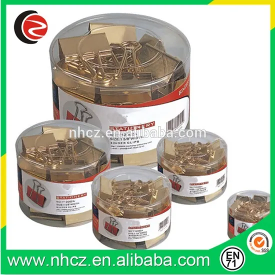 Kinds Size Golden Binder Clip Tub Office Set
