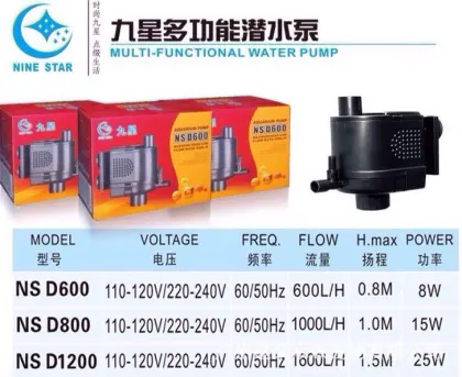 Submersible Aquarium Water Pumps: NSD-600, NSD-800, NSD-1200 by Minjiang Internal Filter Power Head