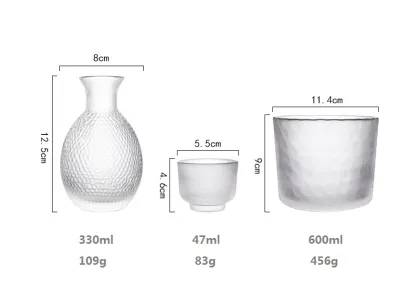 Li Qing Frosted Japanese Style Sake Glass Cup Set with Warmer