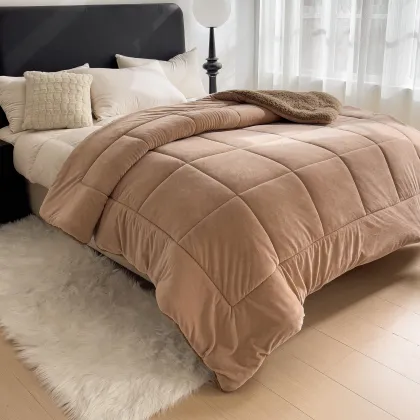 High Quality Thick Quilted Sherpa Velvet Fabric Weighted Blankets for Home and Hotel