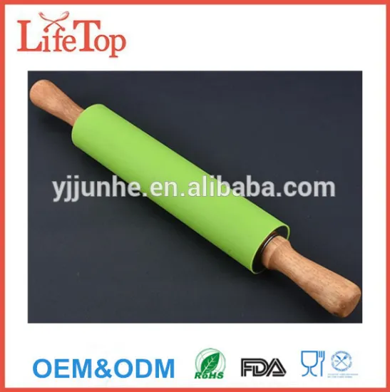 Easy to Clean Wooden Handle Silicone Rubber Rolling Pin