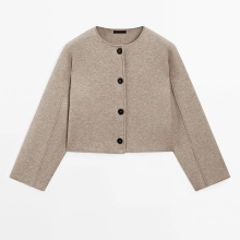 Women's fashionable and versatile ladies' style short knitted long sleeved jacket