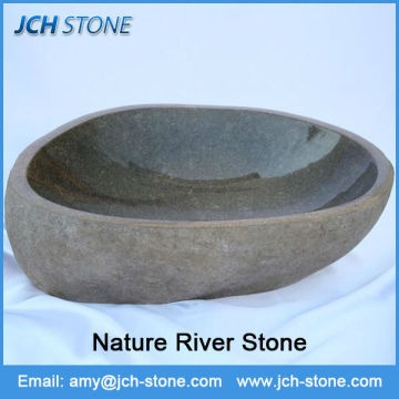Nature river stone bathroom countertops with built in sinks
