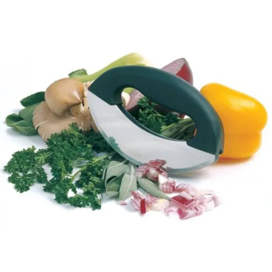 stainless steel mezzaluna double blades vegetable salad chopper for kitchen tool