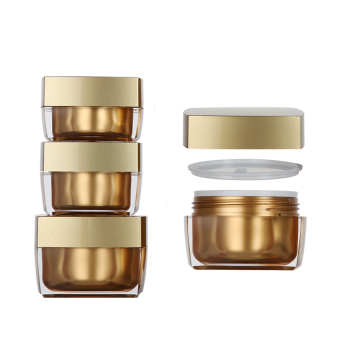 Gold Square Acrylic Cosmetic Jar for Premium Face Cream Packaging