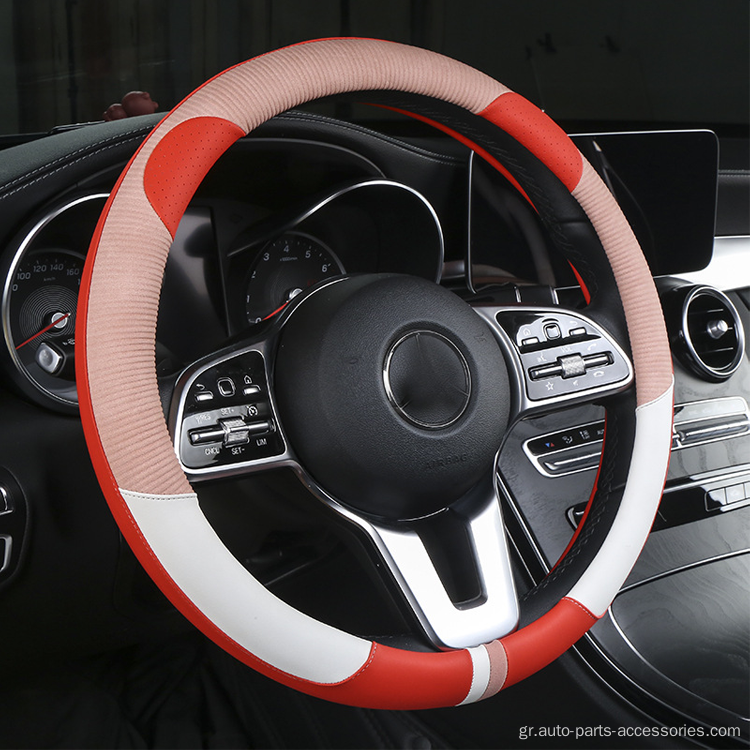 Χαριτωμένο κινούμενο σχέδιο φορητό δερμάτινο αυτοκίνητο στο τιμόνι