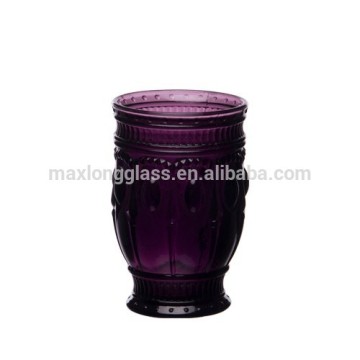 Hand pressed Solid Purple color drinking glass