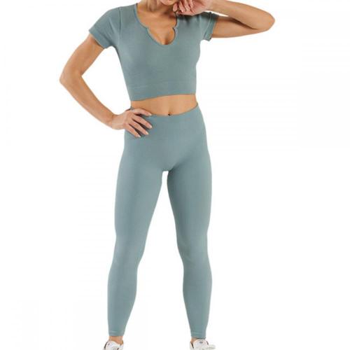 Seamless Ribbed Crop Tank High Waist Leggings sets