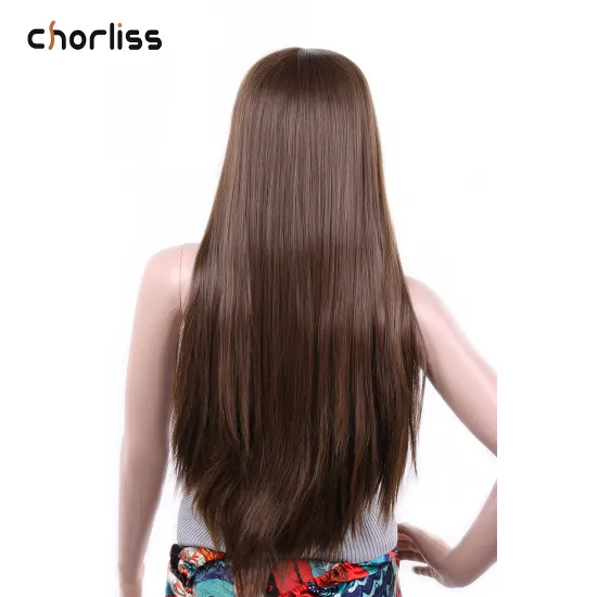 Factory Wholesale 24 Inch Omber Long Straight Natural Wave Heat Resistant Fiber Cosplay Wigs Synthetic Lace Front Wigs