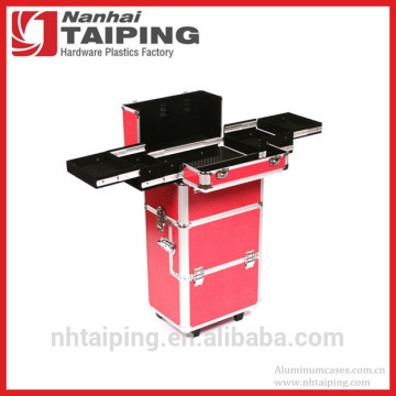 Red Aluminum Nail Trolley Manicure Pedicure Trolley Salon Furniture