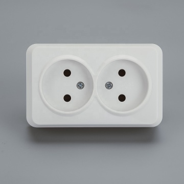 2 Gang European Standard Bipolar Surface Mounted Electrical Socket