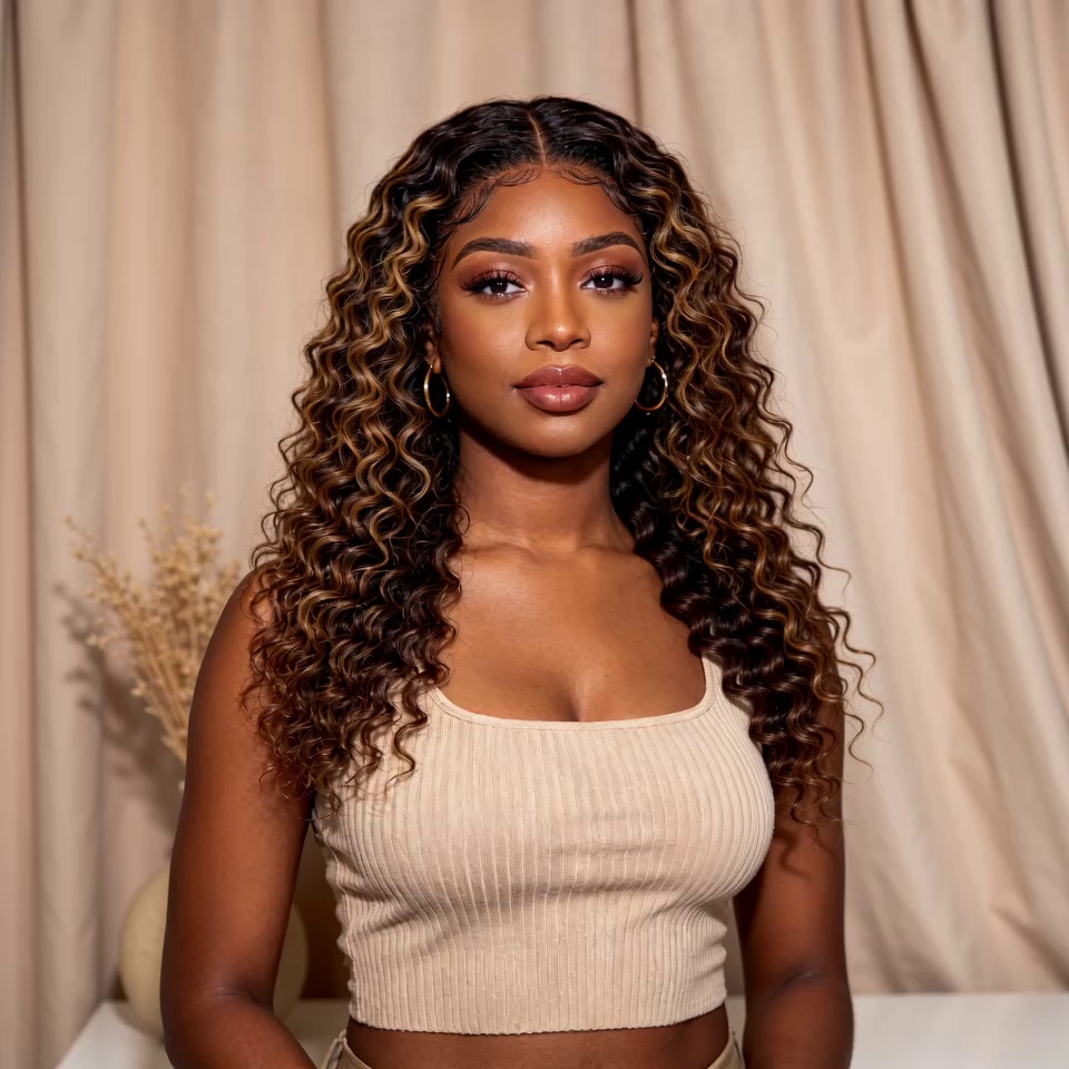 18 Inch 13x4 HD Lace Frontal Kinky Curls 180% Density 4/27 Glueless Wig