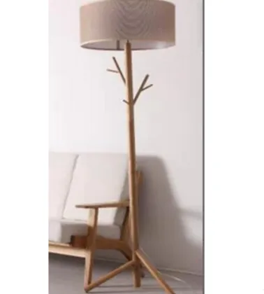 Home lighting fabric lamp shade wooden standing floor lamp tripod floor light