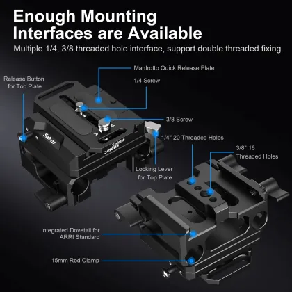 Manfrotto Baseplate With 15mm Dual Rod Clamp for Video Production